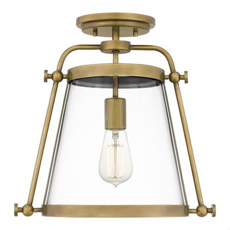 Quoizel Cardiff 1-Light Weathered Brass Semi-Flush Mount QFL5344WS